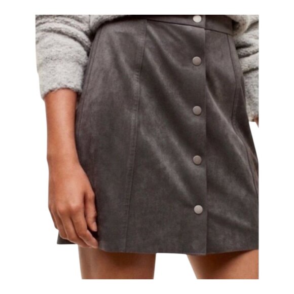 Wilfred Free Aritzia Centinela Gray Faux Suede Mini Skirt Preppy Mod Women's 2 - Picture 1 of 7